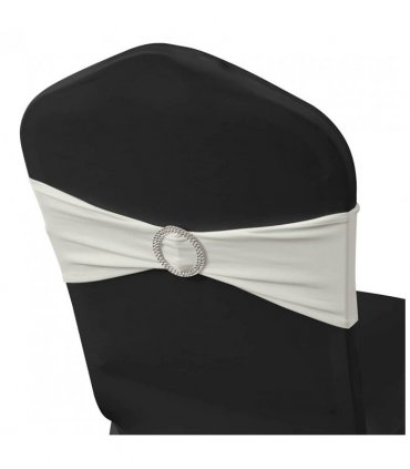 vidaXL Chair Ribbon | Set of 25 | Cream | Polyester | Stretchable to 50 cm