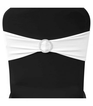 vidaXL Chair Ribbon | Set of 25 | White | Polyester 90%, Elastane 10%