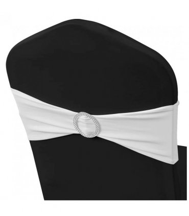 vidaXL Chair Ribbon | Set of 25 | White | Polyester 90%, Elastane 10%