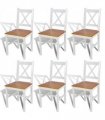 vidaXL Dining Chairs 6 pcs White Pinewood — Colour: white and beige