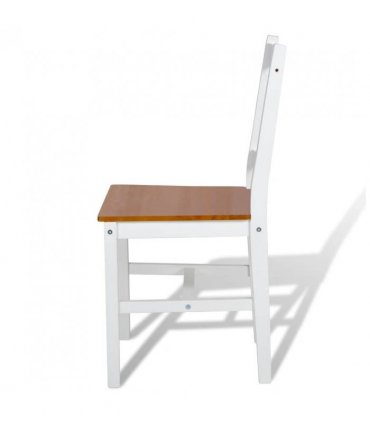 vidaXL Dining Chairs 6 pcs White Pinewood — Colour: white and beige