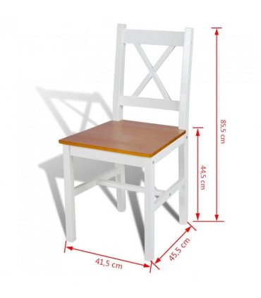 vidaXL Dining Chairs 6 pcs White Pinewood — Colour: white and beige