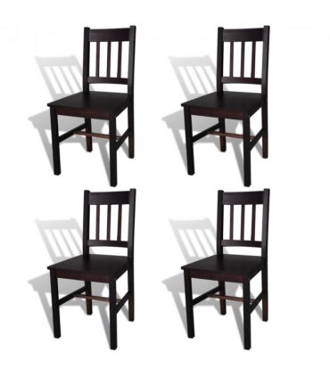 vidaXL Dining Chairs 4 pcs Dark Brown Pinewood
