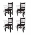 vidaXL Dining Chairs 4 pcs Dark Brown Pinewood