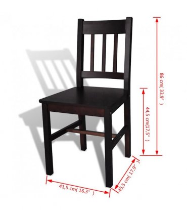 vidaXL Dining Chairs 4 pcs Dark Brown Pinewood