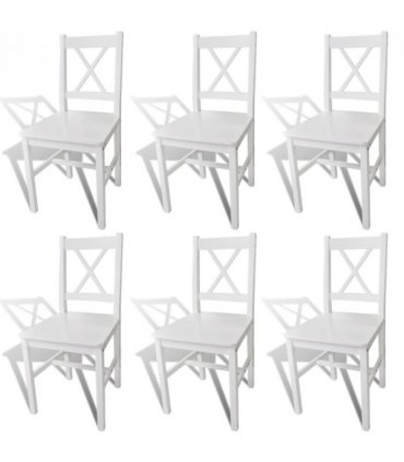 vidaXL Dining Chairs 6 pcs White Pinewood