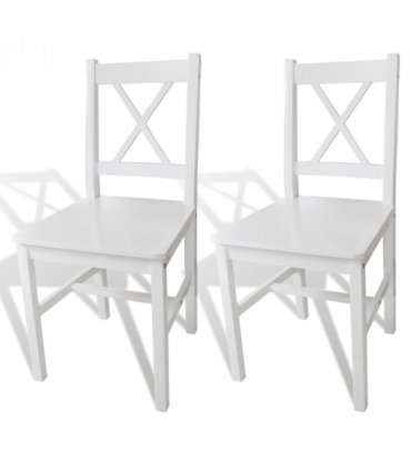 vidaXL Dining Chairs 2 pcs White Pinewood