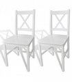 vidaXL Dining Chairs 2 pcs White Pinewood