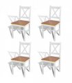 vidaXL Dining Chairs 4 pcs White Pinewood — Colour: white and beige
