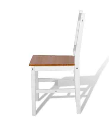 vidaXL Dining Chairs 4 pcs White Pinewood — Colour: white and beige