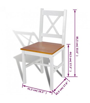 vidaXL Dining Chairs 4 pcs White Pinewood — Colour: white and beige