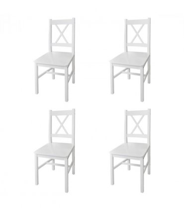 vidaXL Dining Chairs 4 pcs White Pinewood