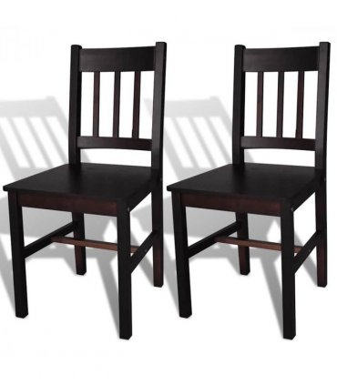 vidaXL Dining Chairs 2 pcs Dark Brown Pinewood