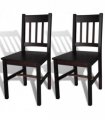 vidaXL Dining Chairs 2 pcs Dark Brown Pinewood