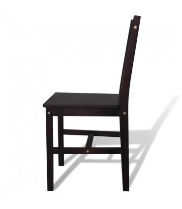 vidaXL Dining Chairs 2 pcs Dark Brown Pinewood