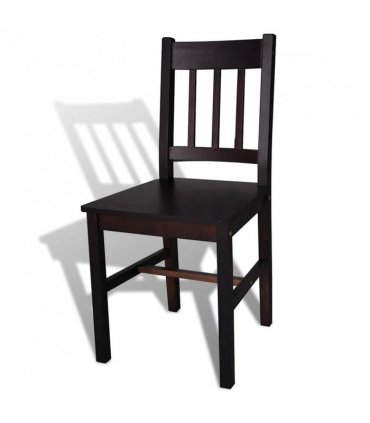 vidaXL Dining Chairs 2 pcs Dark Brown Pinewood