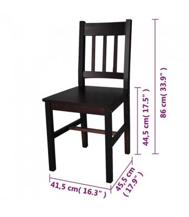 vidaXL Dining Chairs 2 pcs Dark Brown Pinewood