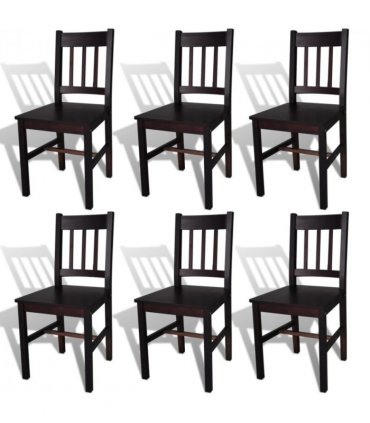 vidaXL Dining Chairs 6 pcs Dark Brown Pinewood