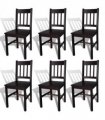 vidaXL Dining Chairs 6 pcs Dark Brown Pinewood