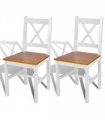 vidaXL Dining Chairs 2 pcs White Pinewood — Colour: white and beige