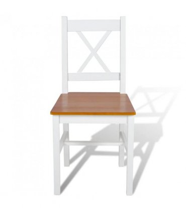vidaXL Dining Chairs 2 pcs White Pinewood — Colour: white and beige