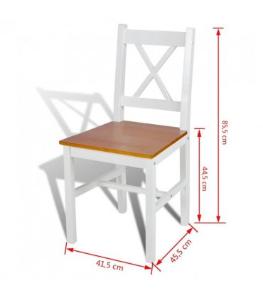 vidaXL Dining Chairs 2 pcs White Pinewood — Colour: white and beige