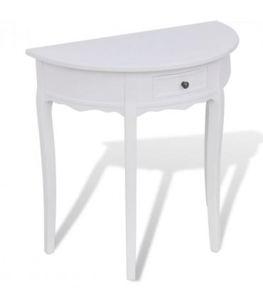 vidaXL Console Table with Drawer Half-round White