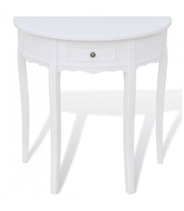 vidaXL Console Table with Drawer Half-round White