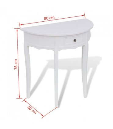 vidaXL Console Table with Drawer Half-round White