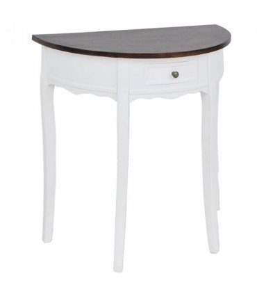 vidaXL Console Table with Drawer and Brown Top Half-round