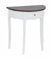 vidaXL Console Table with Drawer and Brown Top Half-round