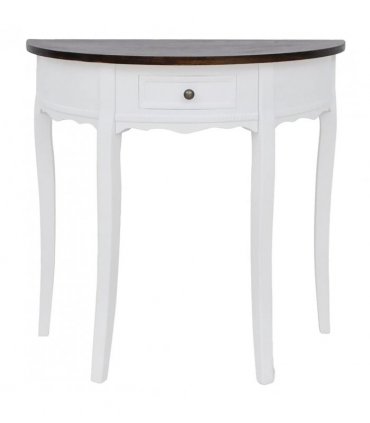 vidaXL Console Table with Drawer and Brown Top Half-round