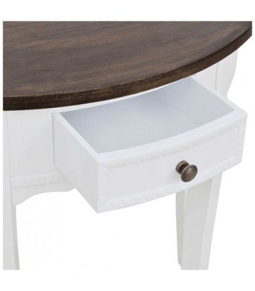 vidaXL Console Table with Drawer and Brown Top Half-round