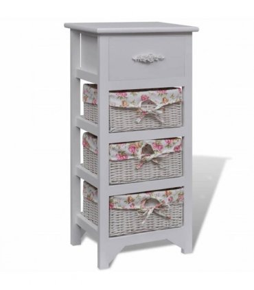 vidaXL Storage Rack | White | Solid Paulownia Wood and MDF | Compact | Cabinet — Size: 35 x 27 x 73.5 cm
