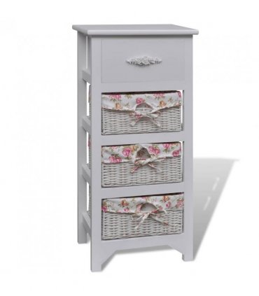 vidaXL Storage Rack | White | Solid Paulownia Wood and MDF | Compact | Cabinet — Size: 35 x 27 x 73.5 cm