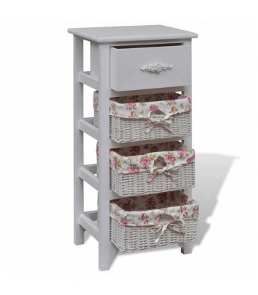 vidaXL Storage Rack | White | Solid Paulownia Wood and MDF | Compact | Cabinet — Size: 35 x 27 x 73.5 cm