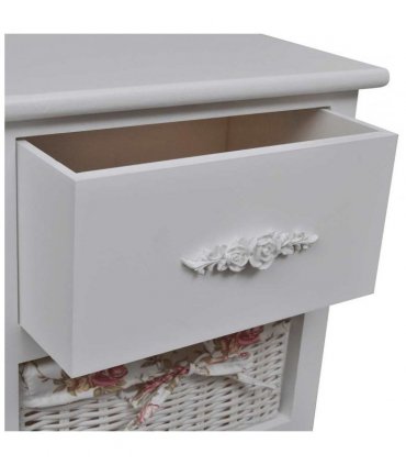 vidaXL Storage Rack | White | Solid Paulownia Wood and MDF | Compact | Cabinet — Size: 35 x 27 x 73.5 cm