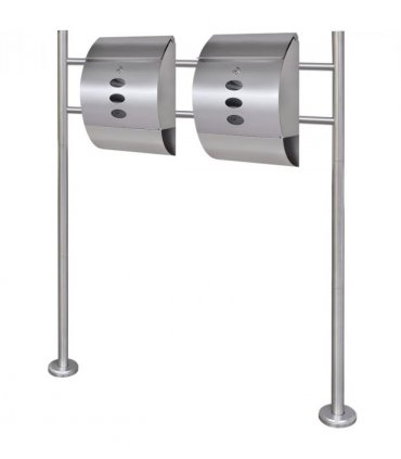 Double Mailbox on Stand Stainless Steel — Size: 30 x 12 x 40 cm