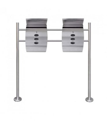 Double Mailbox on Stand Stainless Steel — Size: 30 x 12 x 40 cm