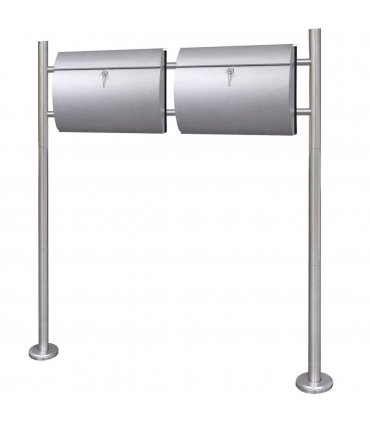 Double Mailbox on Stand Stainless Steel — Size: 37.5 x 13 x 31 cm
