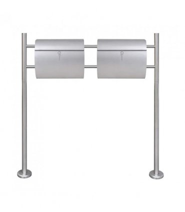 Double Mailbox on Stand Stainless Steel — Size: 37.5 x 13 x 31 cm