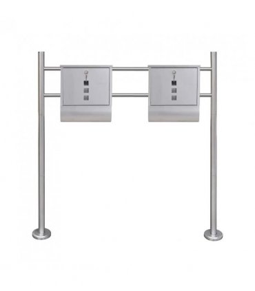 Double Mailbox on Stand Stainless Steel — Size: 31 x 10.5 x 33.5 cm
