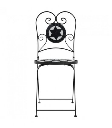 vidaXL Bistro Chairs Foldable 2 pcs Black and White Ceramic