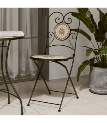 vidaXL Bistro Chairs Foldable 2 pcs Terracotta and White Ceramic