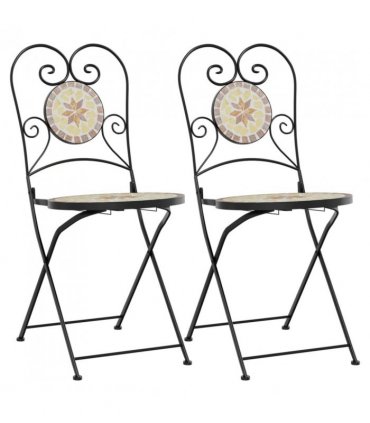 vidaXL Bistro Chairs Foldable 2 pcs Terracotta and White Ceramic