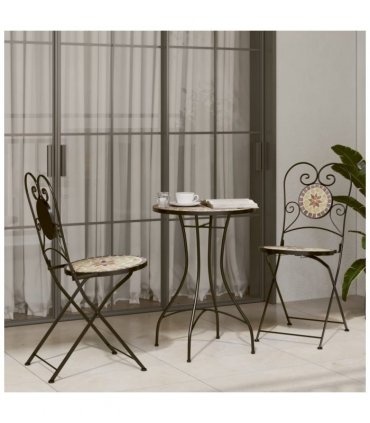 vidaXL Bistro Chairs Foldable 2 pcs Terracotta and White Ceramic