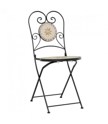 vidaXL Bistro Chairs Foldable 2 pcs Terracotta and White Ceramic