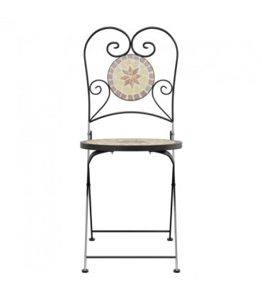 vidaXL Bistro Chairs Foldable 2 pcs Terracotta and White Ceramic