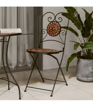 vidaXL Bistro Chairs Foldable 2 pcs Terracotta Ceramic