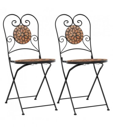 vidaXL Bistro Chairs Foldable 2 pcs Terracotta Ceramic